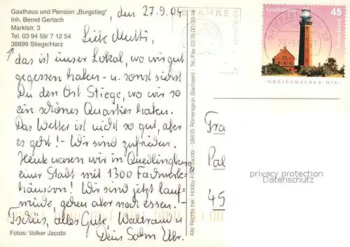 AK / Ansichtskarte Stiege Gasthaus Pension Burgstieg Stiege