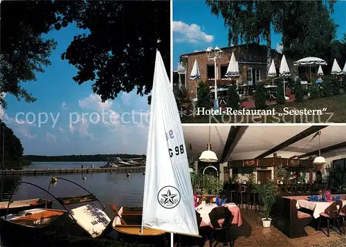 AK / Ansichtskarte Fuerstenberg_Havel Hotel Restaurant Seestern Bootssteg Fuerstenberg_Havel