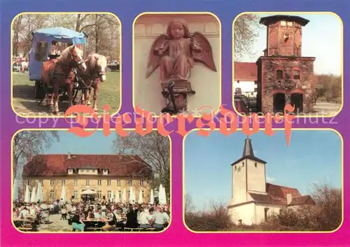 AK / Ansichtskarte Diedersdorf_Zossen Pferdewagen Turm Kirche Schloss Gartenrestaurant Diedersdorf Zossen