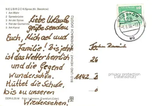 AK / Ansichtskarte Neubrueck_Spree Wehr Spreebruecke Rat der Gemeinde Kanal Neubrueck Spree