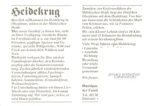 AK / Ansichtskarte Oberjuenne Gasthaus Zum Heidekrug Oberjuenne