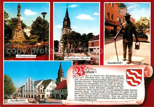 AK / Ansichtskarte Beckum_Westfalen Mariensaeule Stephaniuskirche Steinkuehler Marktplatz Chronik Beckum_Westfalen