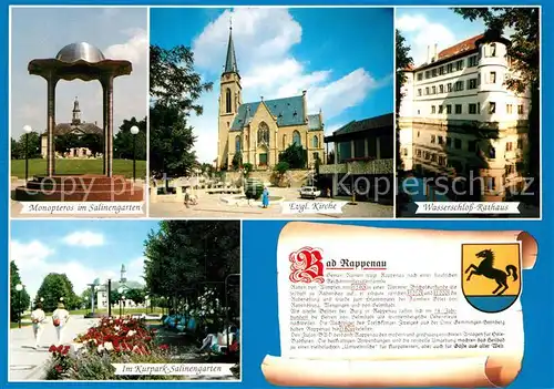 AK / Ansichtskarte Rappenau_Bad Monopteros Salinengarten Kirche Wasserschloss Rathaus Kurpark Salinengarten Rappenau_Bad