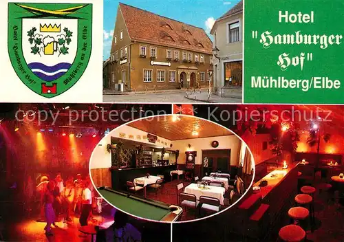 AK / Ansichtskarte Muehlberg_Elbe Hotel Restaurant Hamburger Hof Wappen Muehlberg Elbe
