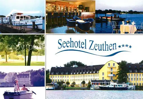AK / Ansichtskarte Zeuthen Seehotel Bar Terrasse Bootsanleger Ausflugsdampfer Zeuthener See Zeuthen