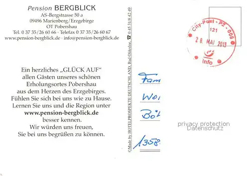 AK / Ansichtskarte Marienberg_Erzgebirge Pension Bergblick Felsen Marienberg Erzgebirge