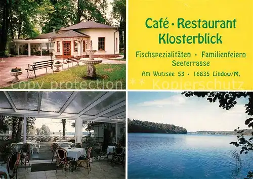AK / Ansichtskarte Lindow_Mark Cafe Restaurant Klosterblick Seeterrasse Lindow Mark