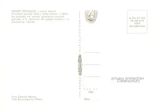 AK / Ansichtskarte Hruby_Rohozec Zamek Schloss Hruby Rohozec