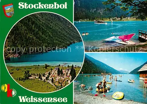 AK / Ansichtskarte Stockenboi Weissensee Strand Wassersport Stockenboi