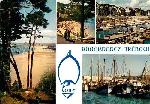 AK / Ansichtskarte Treboul_Douarnenez Plage du Ris Plage Saint Jean Port de Treboul Port de Peche de Douarnenez Treboul Douarnenez