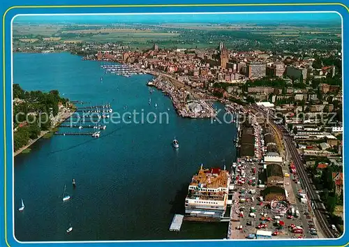 AK / Ansichtskarte Rostock_Mecklenburg Vorpommern Hafen Hansestadt Fliegeraufnahme Rostock