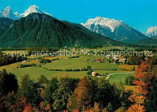 AK / Ansichtskarte Schoenau_Koenigssee Landschaftspanorama Watzmann Hochkalter Reiteralpe Berchtesgadener Alpen Herbststimmung Schoenau Koenigssee