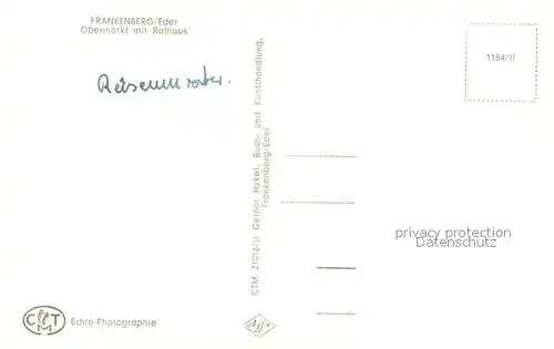 AK / Ansichtskarte Frankenberg_Eder Obermarkt Rathaus Frankenberg Eder