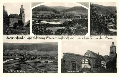 AK / Ansichtskarte Lippoldsberg Weser Kirche Klostertor Lippoldsberg