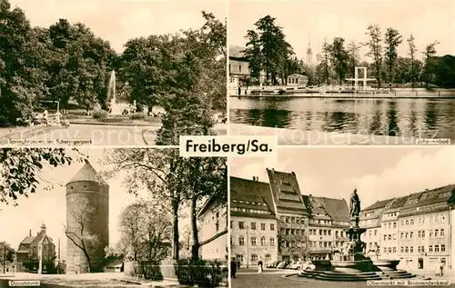 AK / Ansichtskarte Freiberg_Sachsen Johannisbad Scheringerpark Donatsturm Freiberg Sachsen