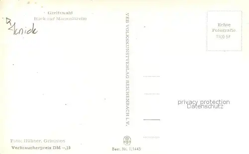 AK / Ansichtskarte Greifswald Marienkirche Greifswald