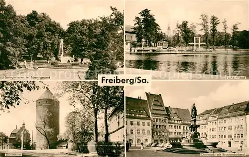 AK / Ansichtskarte Freiberg_Sachsen Scheringerpark Johannisbad Donatsturm Freiberg Sachsen