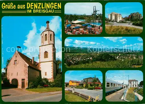 AK / Ansichtskarte Denzlingen Kirche Freibad Denzlingen