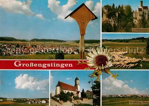 AK / Ansichtskarte Grossengstingen Burg Lichtenstein Schafe Kirche Siedlung Berg Grossengstingen