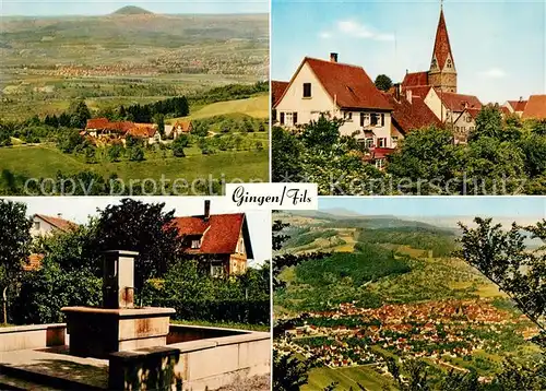 AK / Ansichtskarte Gingen_Fils Fliegeraufnahme Kirche Brunnen Gingen Fils