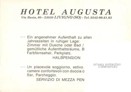 AK / Ansichtskarte Livigno Hotel Augusta Restaurant Livigno