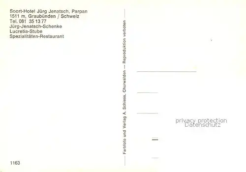 AK / Ansichtskarte Parpan Sporthotel Juerg Jenatsch Parpan