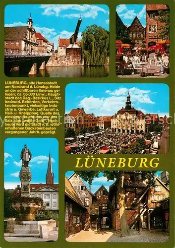 AK / Ansichtskarte Lueneburg Alter Kran Kaufhaus Glockenhof Rathaus Marktplatz Lueneburg