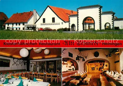 AK / Ansichtskarte Heiningen_Wolfenbuettel Klosterhaehnchen Restaurant Alte Schmiede Speisesaal Jagdzimmer Heiningen Wolfenbuettel