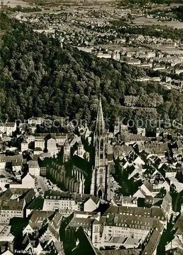 AK / Ansichtskarte Freiburg_Breisgau Fliegeraufnahme mit Muenster Freiburg Breisgau