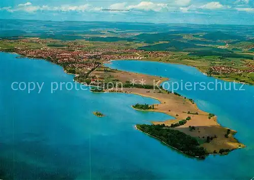 AK / Ansichtskarte Radolfzell_Bodensee Fliegeraufnahme mit Halbinsel Mettnau Radolfzell Bodensee