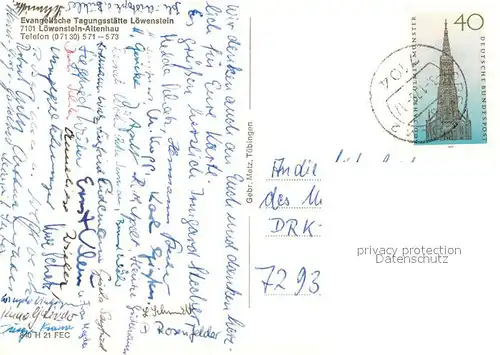 AK / Ansichtskarte Loewenstein Ev Tagungsstaette Fliegeraufnahme Loewenstein