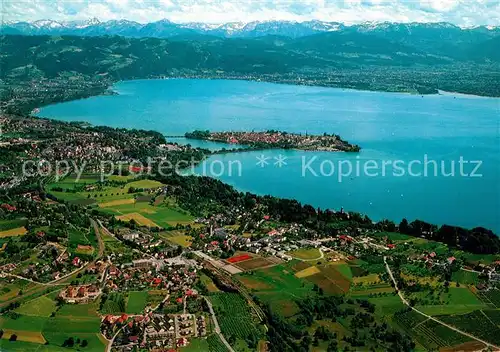 AK / Ansichtskarte Lindau_Bodensee Fliegeraufnahme mit Enzisweiler und Bad Schachen Lindau Bodensee