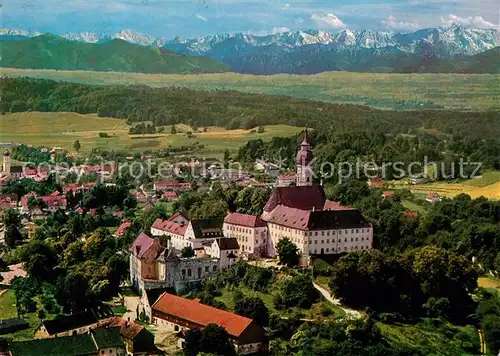 AK / Ansichtskarte Andechs Kloster Andechs am Ammersee Fliegeraufnahme Andechs