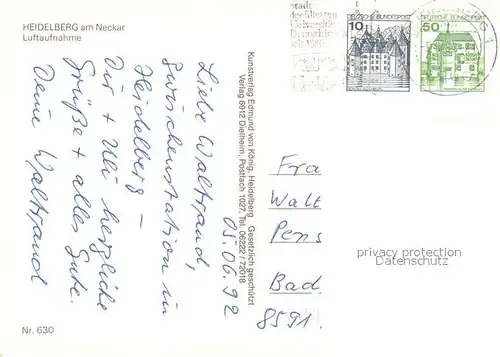 AK / Ansichtskarte Heidelberg_Neckar Fliegeraufnahme mit Schloss Heidelberg Neckar