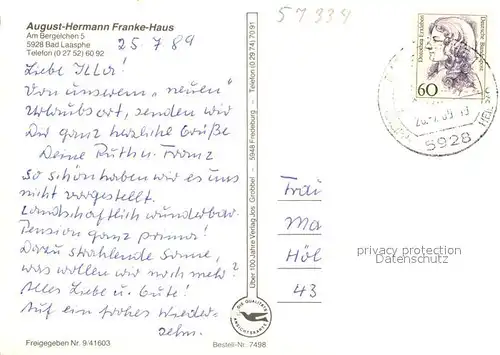 AK / Ansichtskarte Bad_Laasphe August Hermann Franke Haus Fliegeraufnahme Bad_Laasphe