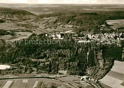 AK / Ansichtskarte Langenburg_Wuerttemberg Schloss Langenburg Fliegeraufnahme Langenburg Wuerttemberg