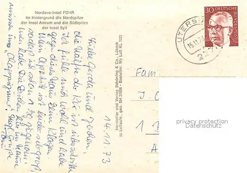 AK / Ansichtskarte Insel_Foehr Fliegeraufnahme mit Amrum und Suedspitze von Sylt Insel_Foehr