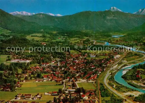 AK / Ansichtskarte Lenggries Fliegeraufnahme mit Isar Lenggries