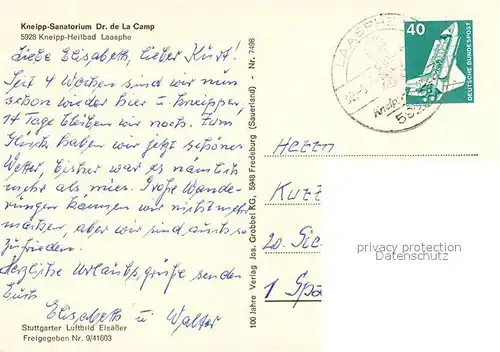 AK / Ansichtskarte Bad_Laasphe Kneipp Sanatorium Dr de La Camp Fliegeraufnahme Bad_Laasphe