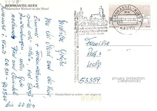 AK / Ansichtskarte Bernkastel Kues Fliegeraufnahme Bernkastel Kues