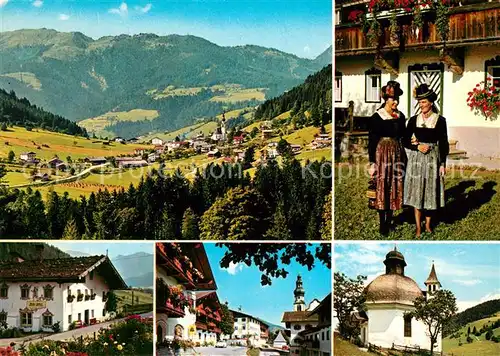 AK / Ansichtskarte Oberau_Wildschoenau_Tirol Landschaftspanorama Hochtal Alpen Trachten Hotel Kapelle Oberau_Wildschoenau_Tirol