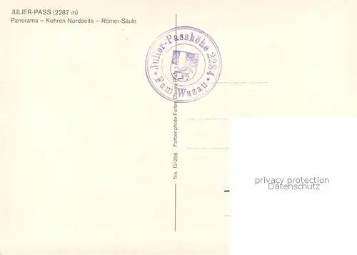 AK / Ansichtskarte Julierpasshoehe Panorama Kehren Roemer Saeule Gebirgspass Alpenpanorama Julierpasshoehe