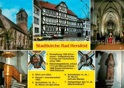 Bad_Hersfeld Kirche Altar Kanzel Heiligenfigur Dekanatsgebaeude Fachwerk Bad_Hersfeld