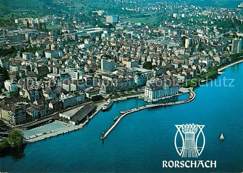 AK / Ansichtskarte Rorschach_Bodensee Fliegeraufnahme mit Hafen und Kornhaus Rorschach Bodensee