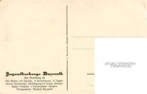 AK / Ansichtskarte Bayreuth Jugendherberge
 Bayreuth