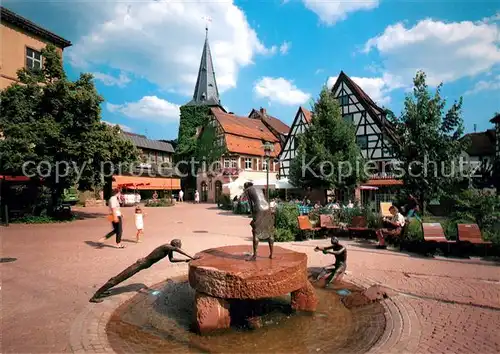AK / Ansichtskarte Eberbach_Neckar Brunnen Lindenplatz altes Badhaus Haspelturm Eberbach Neckar