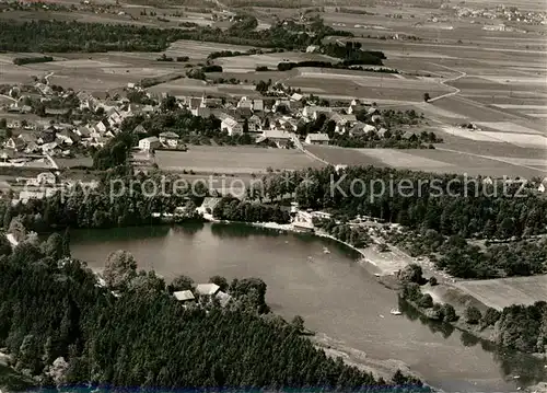 AK / Ansichtskarte Buxheim_Memmingen Fliegeraufnahme Weiherhausgelaende Seegarten Restaurant Schwabenhalle Buxheim Memmingen