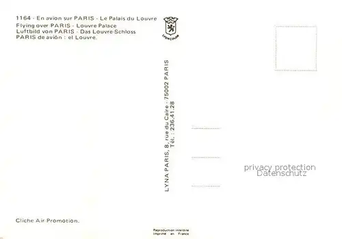 AK / Ansichtskarte Paris Vue Aerienne Palais du Louvre  Paris