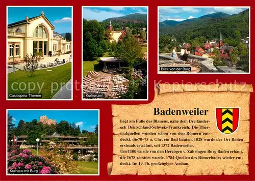 AK / Ansichtskarte Badenweiler Cassiopeia Therme Kurhaus Kurkonzert Burg Badenweiler