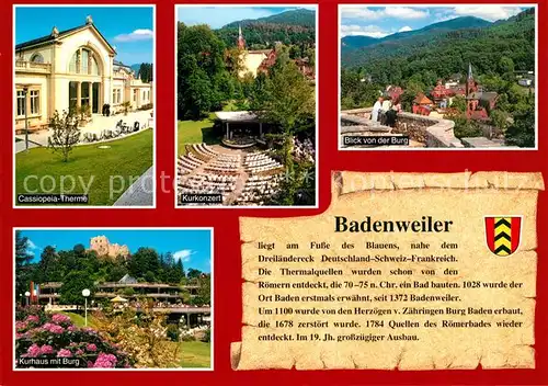 AK / Ansichtskarte Badenweiler Cassiopeia Therme Kurkonzert Kurhaus Burg Badenweiler